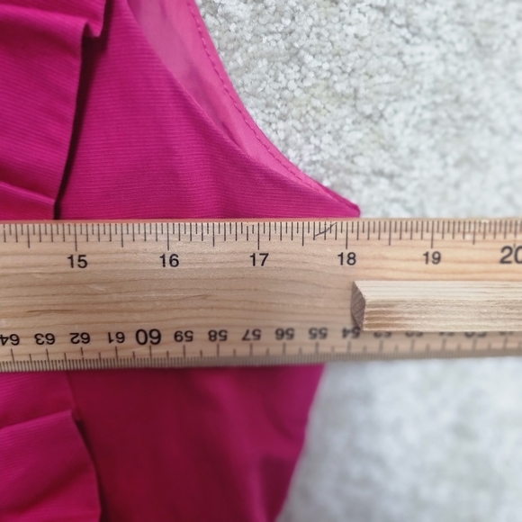 French Connection Dress 14 Pencil Pink Knee Length Ruffle Bust Detail - Picture 6 of 7